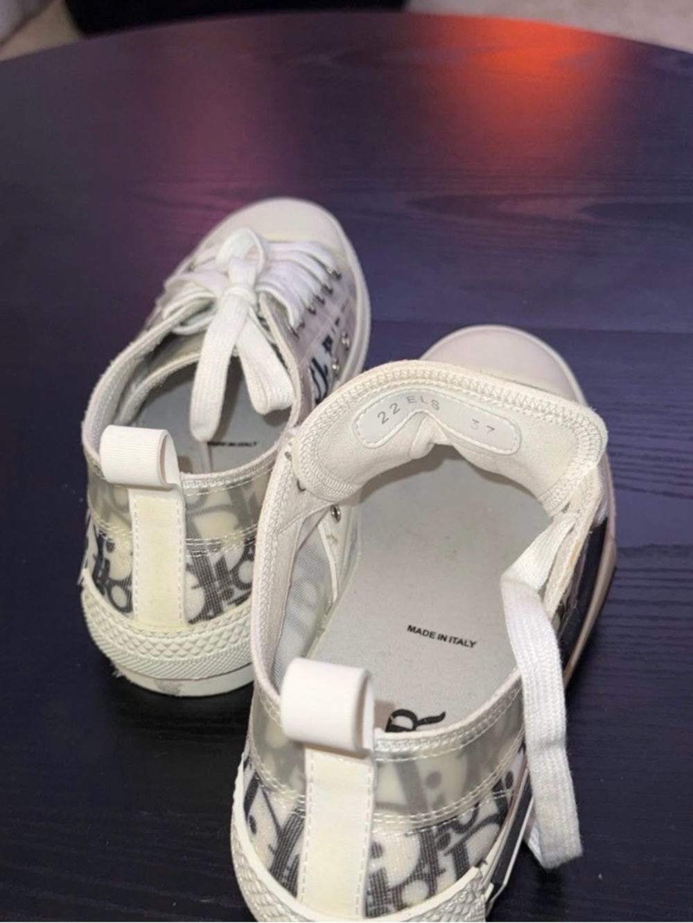 Dior White and Gray Low-Top Logo Sneakers - Picture 5 of 5